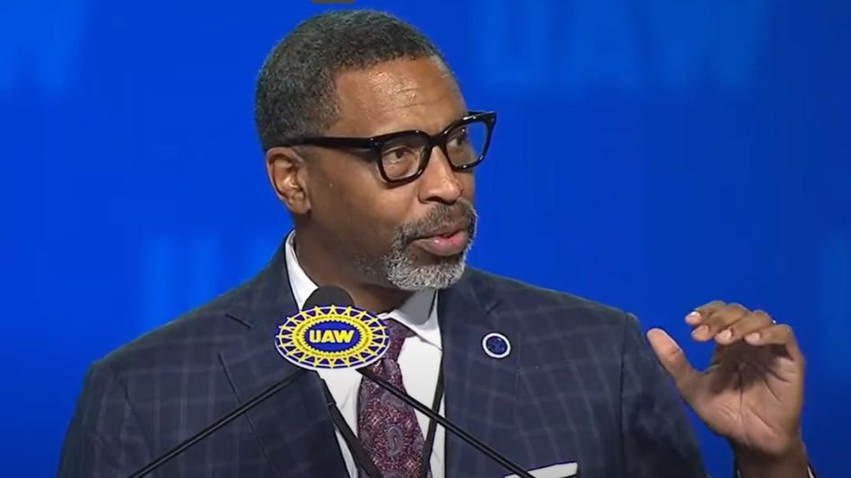  Derrick Johnson speaking at the UAW